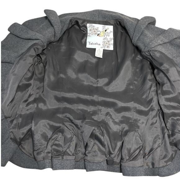 Anthropologie Tabitha Jacket Size 6 Gray Blue Wool Blend Terrace House Ruffle - Picture 11 of 11